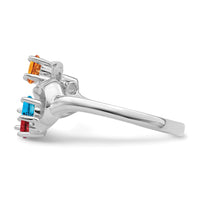 14k White Gold Polished 5-Stone Mothers Ring Mounting