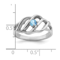 14k White Gold Polished 1-Stone Mothers Ring Mounting