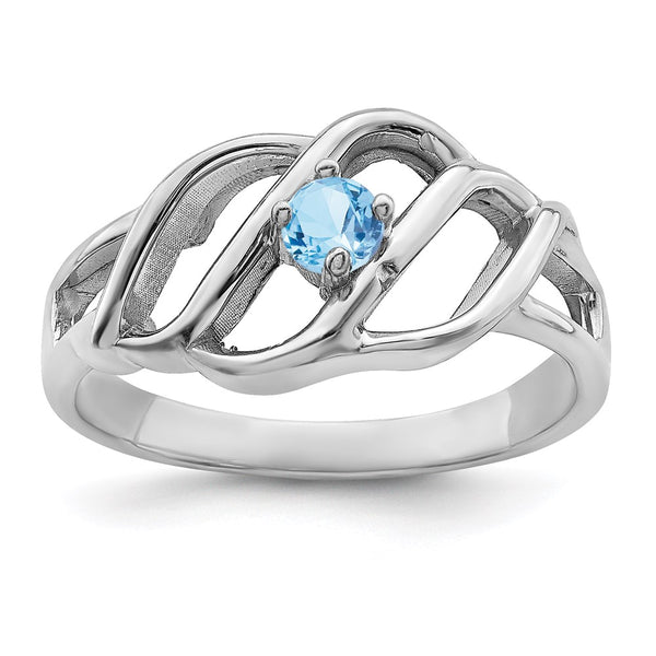 14k White Gold Polished 1-Stone Mothers Ring Mounting