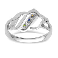 Sterling Silver Rhodium-plated Synthetic 3 Stone Mother's Ring