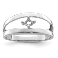 Sterling Silver Rhodium-plated Synthetic Single Stone Mother's Ring