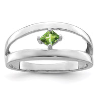 Sterling Silver Rhodium-plated Synthetic Single Stone Mother's Ring