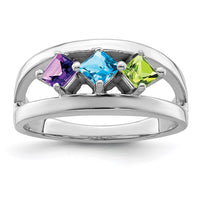 Sterling Silver Rhodium-plated Synthetic Family Jewelry Ring