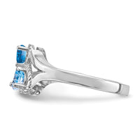 Sterling Silver Rhodium-plated Synthetic 2 Stone Mother's Ring