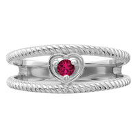 14k White Gold Synthetic Family Jewelry Ring