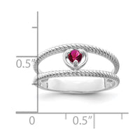 Sterling Silver Rhodium-plated Synthetic 2 Stone Mother's Ring