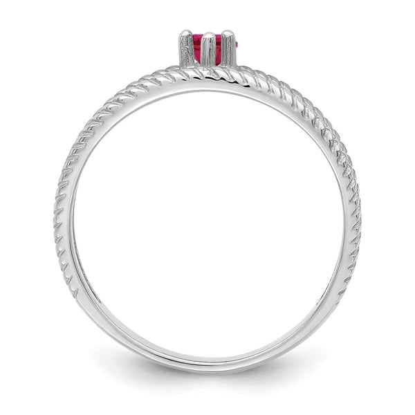 14k White Gold Synthetic Family Jewelry Ring
