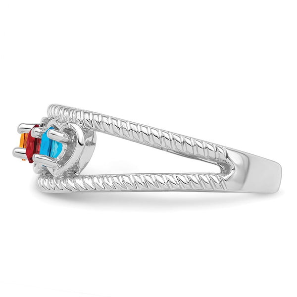 Sterling Silver Rhodium-plated Synthetic Family Jewelry Ring