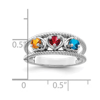 Sterling Silver Rhodium-plated Synthetic Family Jewelry Ring