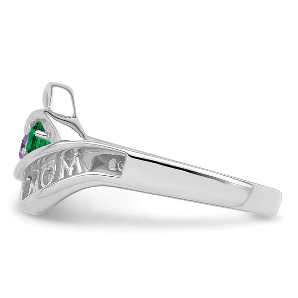 Sterling Silver Rhodium-plated Synthetic Family Jewelry Ring