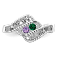 14k White Gold Synthetic Family Jewelry Ring