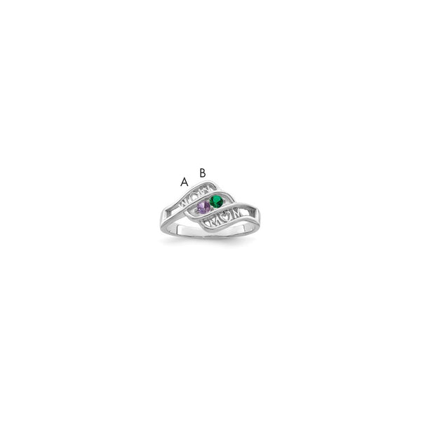 14k White Gold Synthetic Family Jewelry Ring