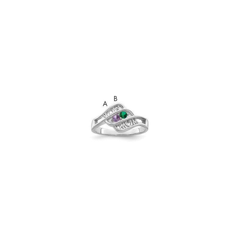 14k White Gold Synthetic Family Jewelry Ring