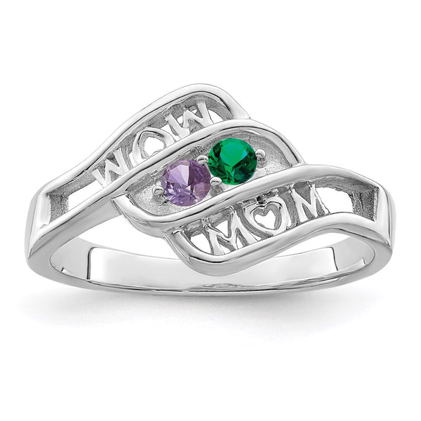 14k White Gold Synthetic Family Jewelry Ring