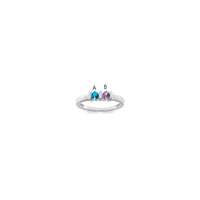 Sterling Silver Rhodium-plated Synthetic 2 Stone Mother's Ring
