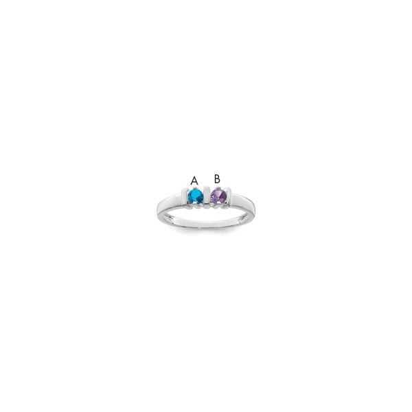 Sterling Silver Rhodium-plated Synthetic 2 Stone Mother's Ring