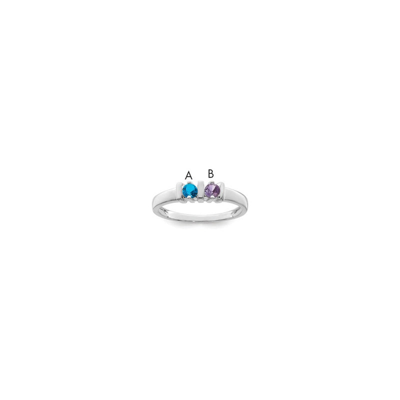 Sterling Silver Rhodium-plated Synthetic 2 Stone Mother's Ring