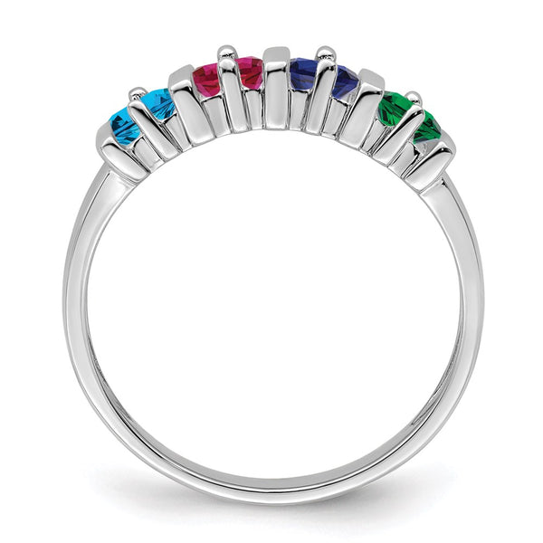 Sterling Silver Rhodium-plated Synthetic 4 Stone Mother's Ring