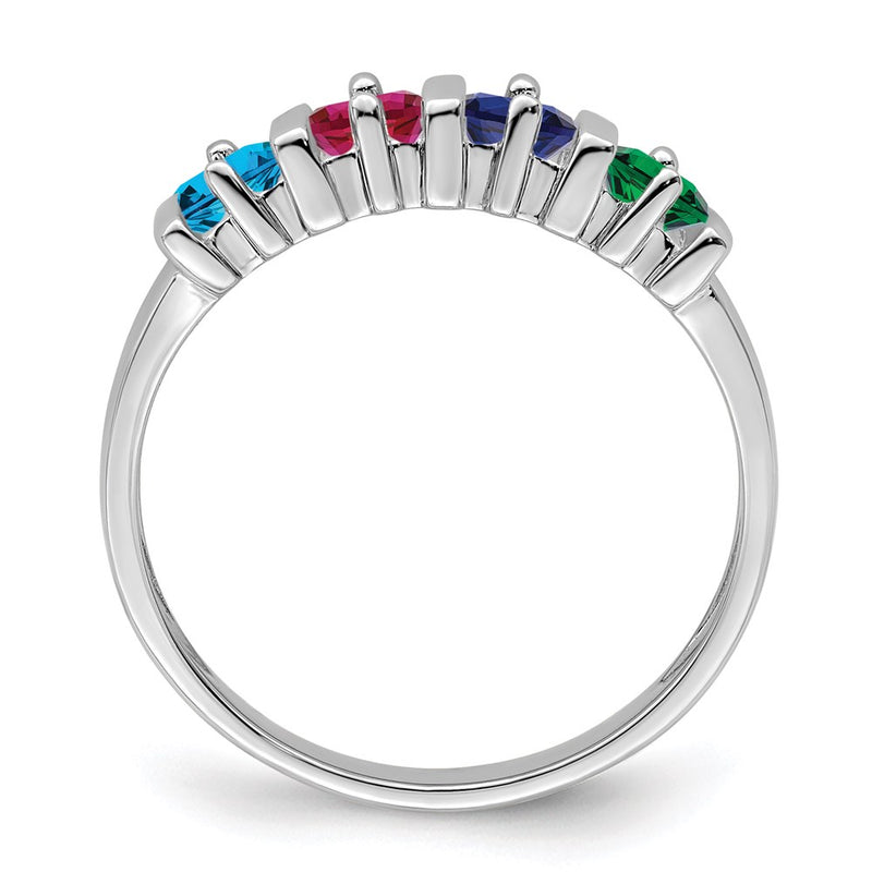 Sterling Silver Rhodium-plated Synthetic 4 Stone Mother's Ring