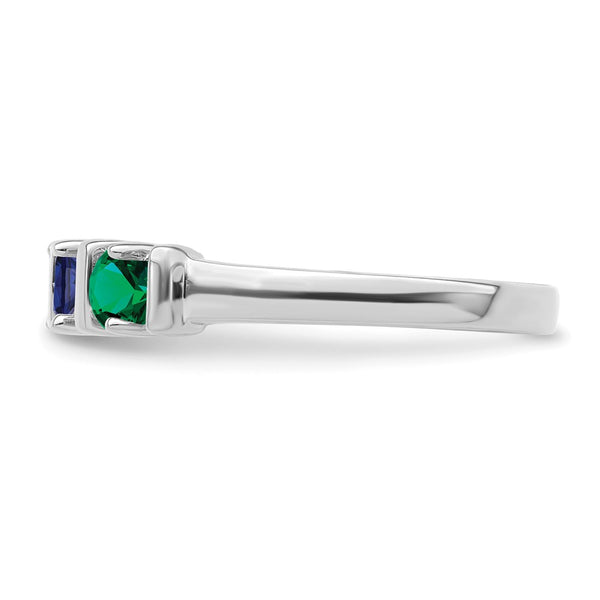 Sterling Silver Rhodium-plated Synthetic 4 Stone Mother's Ring