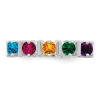 Sterling Silver Rhodium-plated Synthetic 5 Stone Mother's Ring