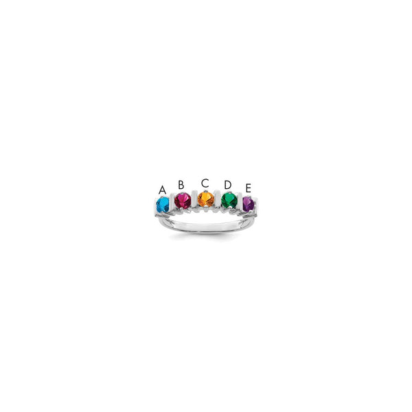 Sterling Silver Rhodium-plated Synthetic 5 Stone Mother's Ring
