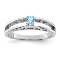 Sterling Silver Rhodium-plated 3mm Synthetic Family Jewelry Ring