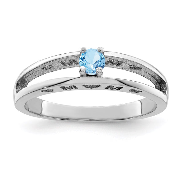 Sterling Silver Rhodium-plated 3mm Synthetic Family Jewelry Ring