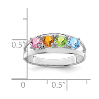 Sterling Silver Rhodium-plated Synthetic 4 Stone Mother's Ring