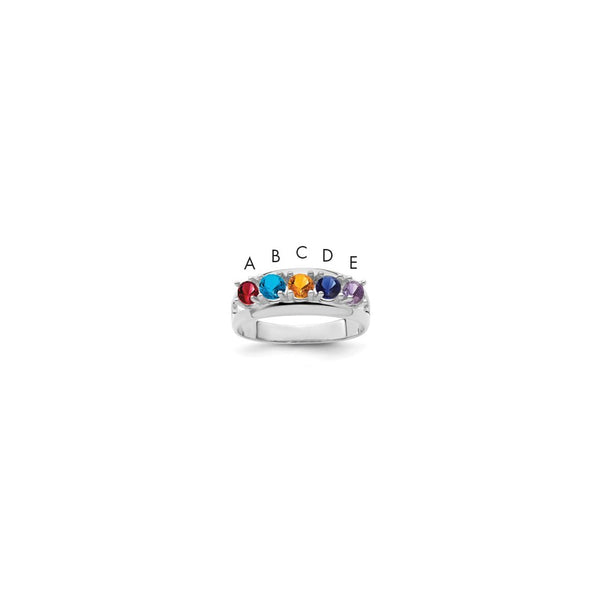 Sterling Silver Rhodium-plated Synthetic 5 Stone Mother's Ring