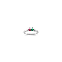Sterling Silver Rhodium-plated Synthetic 2 Stone Mother's Ring