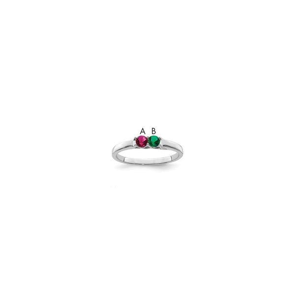 Sterling Silver Rhodium-plated Synthetic 2 Stone Mother's Ring