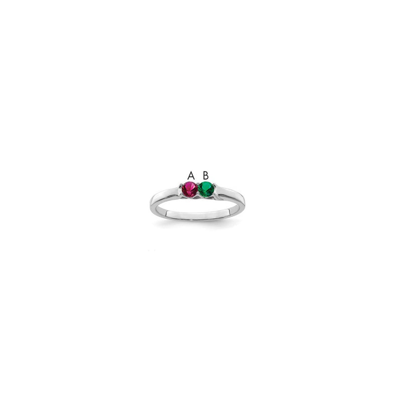Sterling Silver Rhodium-plated Synthetic 2 Stone Mother's Ring