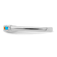 Sterling Silver Rhodium-plated Synthetic 3 Stone Mother's Ring