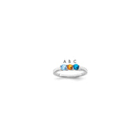 Sterling Silver Rhodium-plated Synthetic 3 Stone Mother's Ring