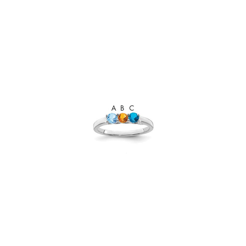 Sterling Silver Rhodium-plated Synthetic 3 Stone Mother's Ring