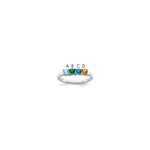 Sterling Silver Rhodium-plated Synthetic 4 Stone Mother's Ring