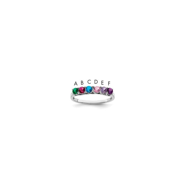 Sterling Silver Rhodium-plated Synthetic 6 Stone Mother's Ring