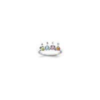 Sterling Silver Rhodium-plated Synthetic 4 Stone Mother's Ring