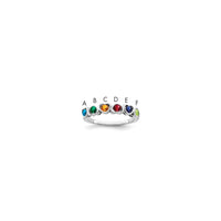 Sterling Silver Rhodium-plated Synthetic 6 Stone Mother's Ring