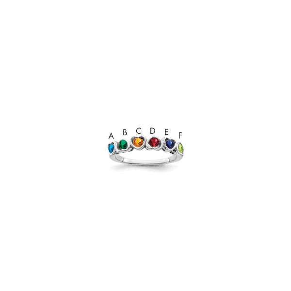 Sterling Silver Rhodium-plated Synthetic 6 Stone Mother's Ring