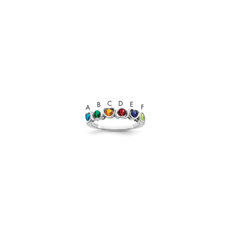 Sterling Silver Rhodium-plated Synthetic 6 Stone Mother's Ring