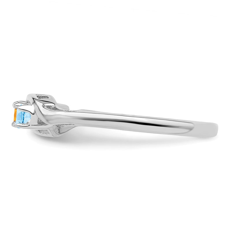 Sterling Silver Rhodium-plated Synthetic 4 Stone Mother's Ring