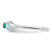 Sterling Silver Rhodium-plated Synthetic 5 Stone Mother's Ring