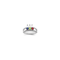 Sterling Silver Rhodium-plated Synthetic 3 Stone Mother's Ring