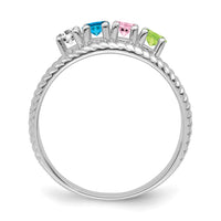 14k White Gold Polished 4-Stone Mothers Ring Mounting