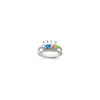 14k White Gold Polished 4-Stone Mothers Ring Mounting