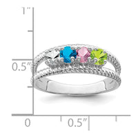 Sterling Silver Rhodium-plated Synthetic 4 Stone Mother's Ring