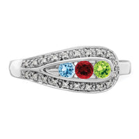 14K White Gold Family Jewelry Synthetic Stone & Diamond Set Ring