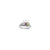 14K White Gold Family Jewelry Synthetic Stone & Diamond Set Ring